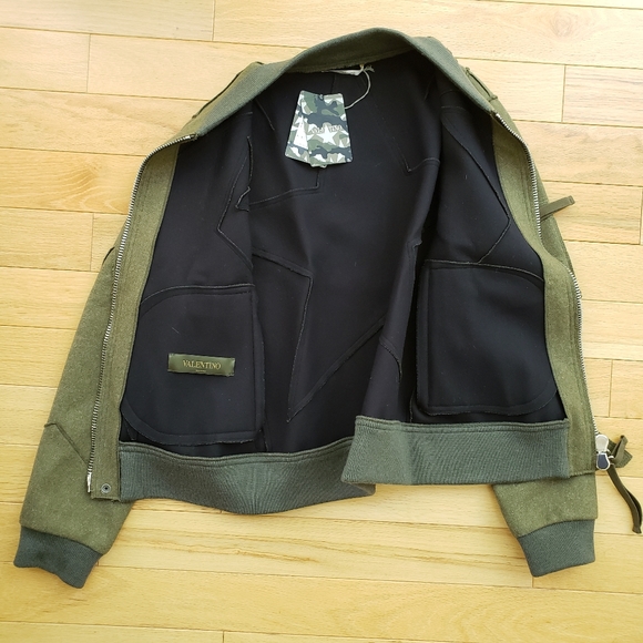 Valentino Star Motif Wool Olive Green Jacket - Picture 8 of 16
